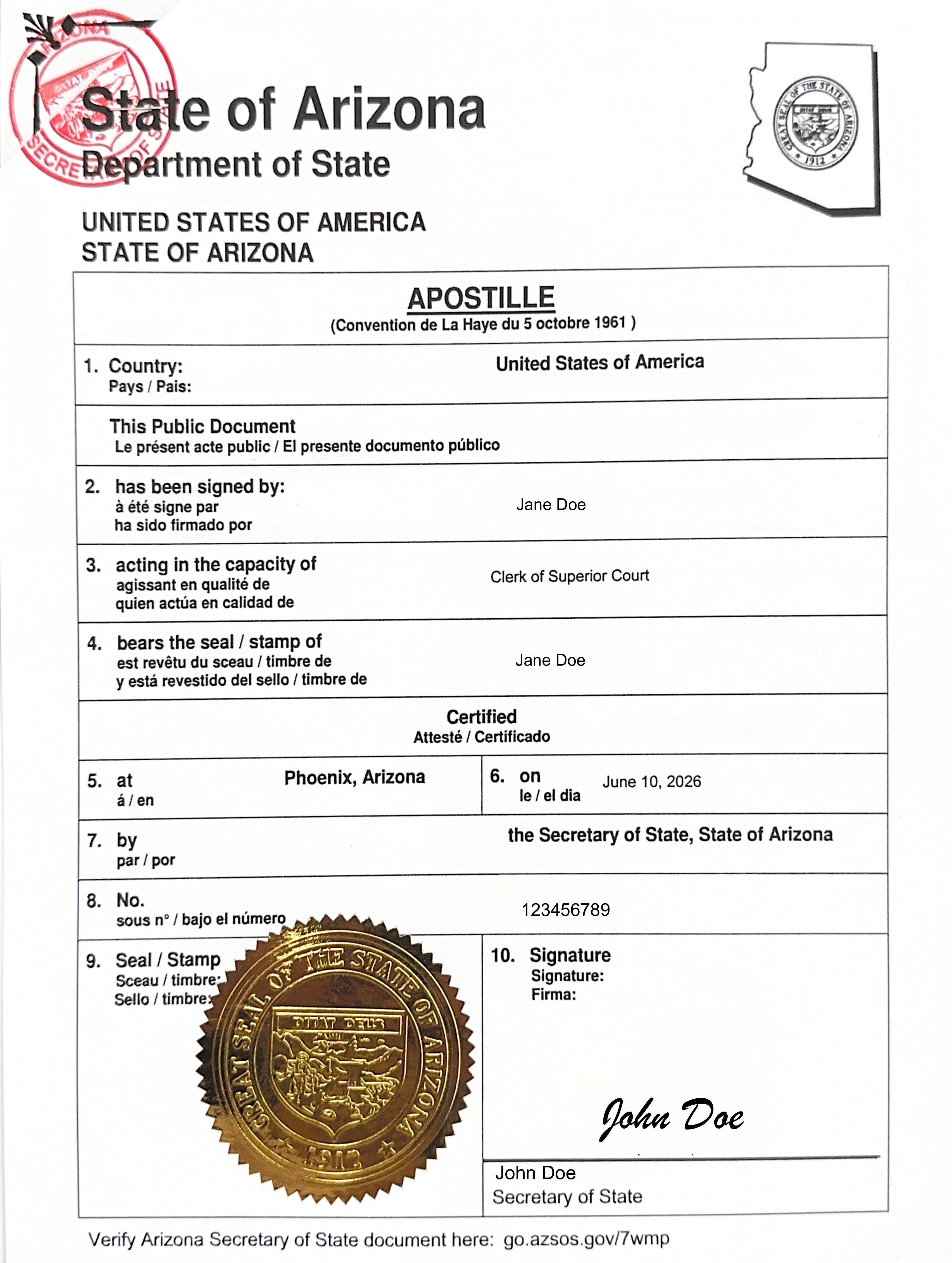 Arizona Apostille