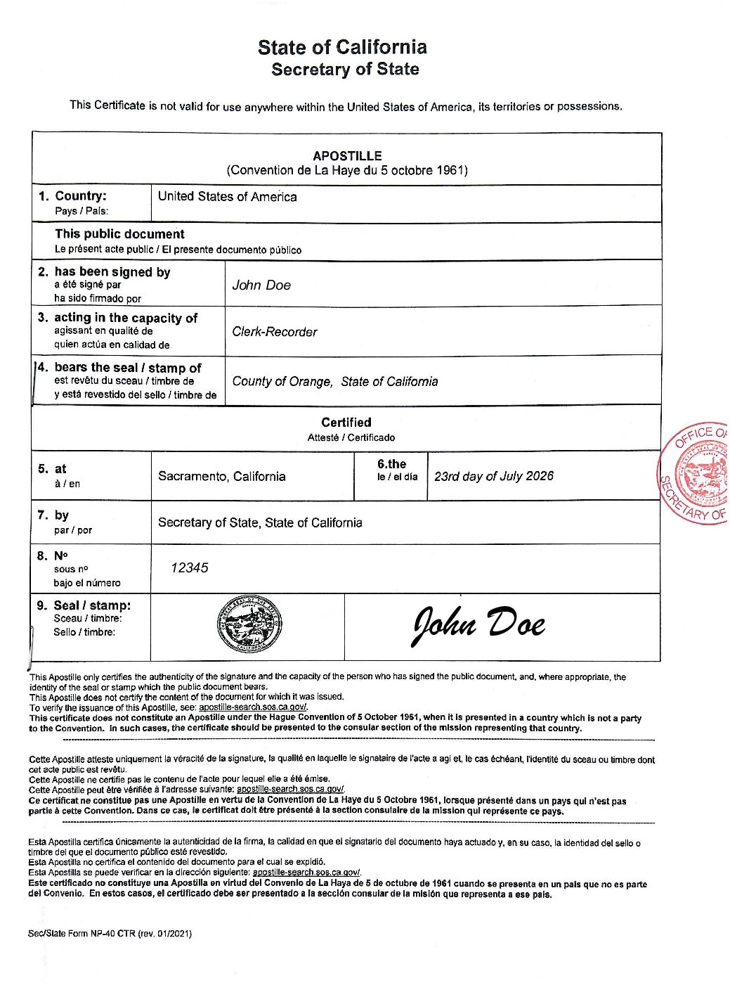 California Apostille