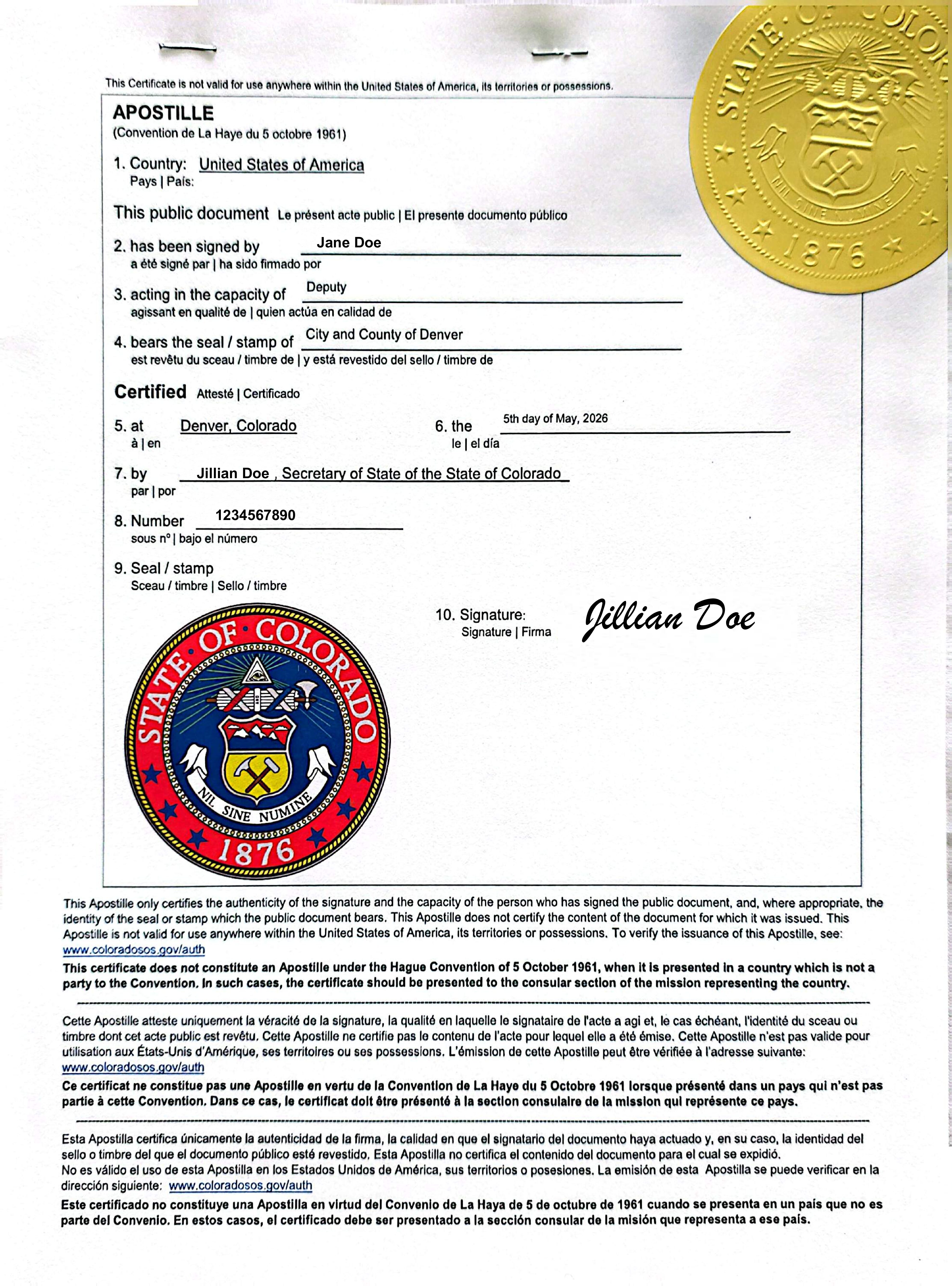 Colorado Apostille