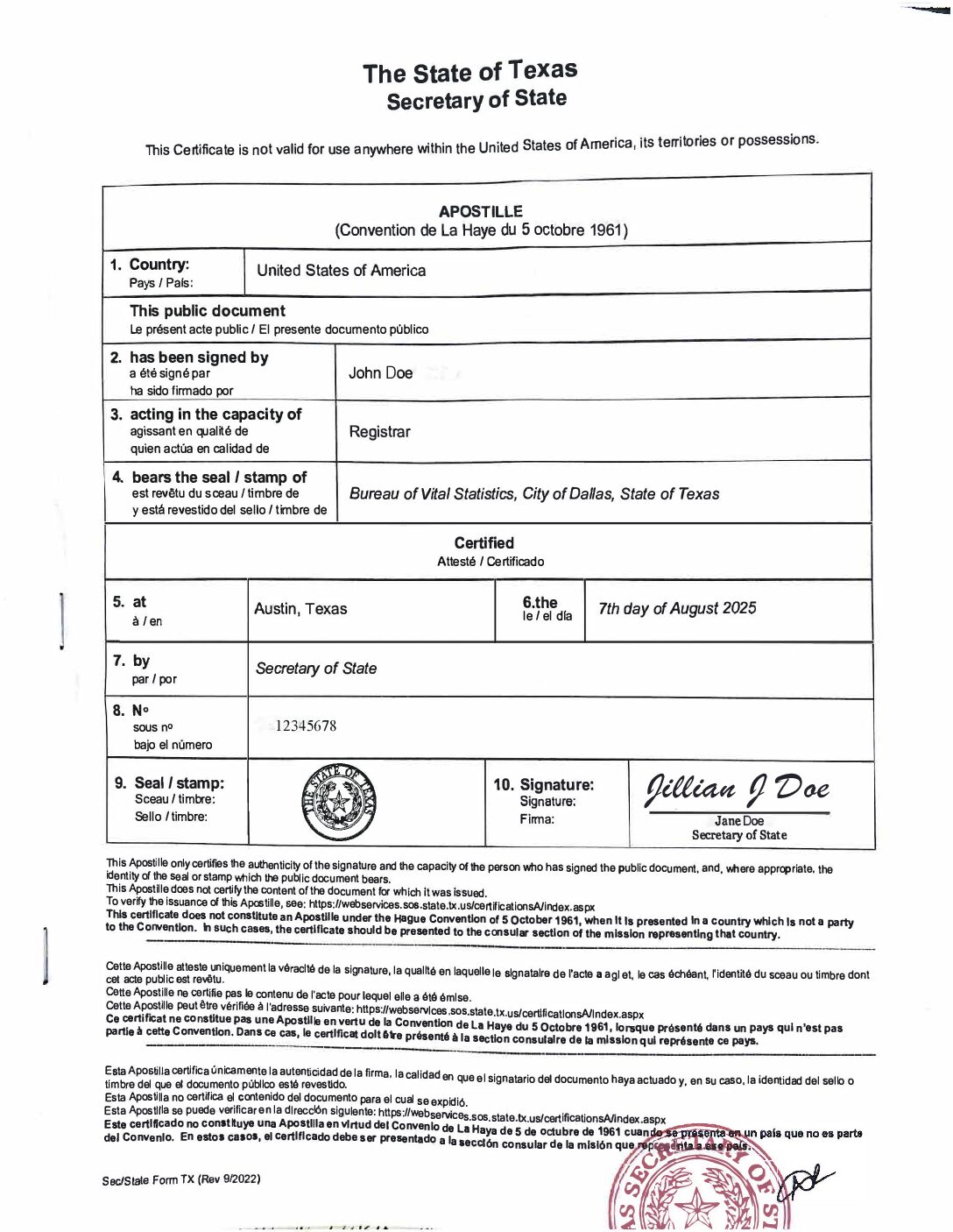 Texas Apostille